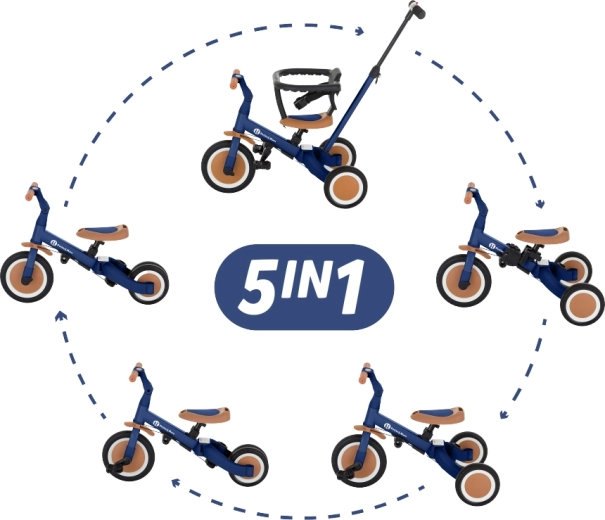 Petite&Mars triciclo multifunzionale 5in1 Turbo enigmatic blue