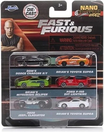 JADA Fast & Furious macchinine in metallo 4 cm – set da 6 pz