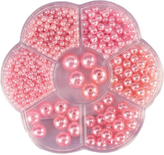 Perline da infilare rosa metallizzato in box (circa 1150 pz) con cordino