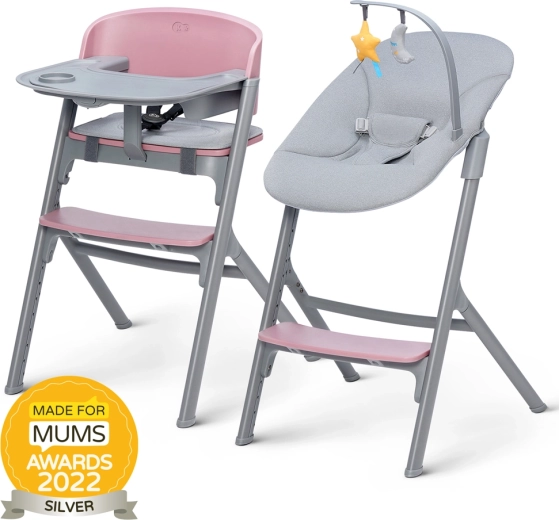 Kinderkraft set seggiolone Livy Aster Pink con sdraietta Calmee, premium