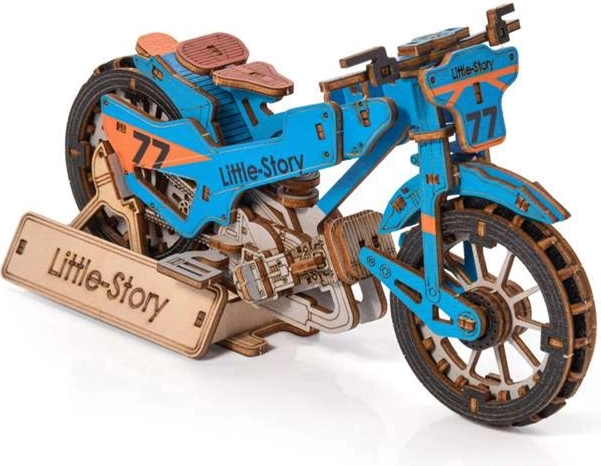 Little Story puzzle 3D in legno Speedway Bike blu