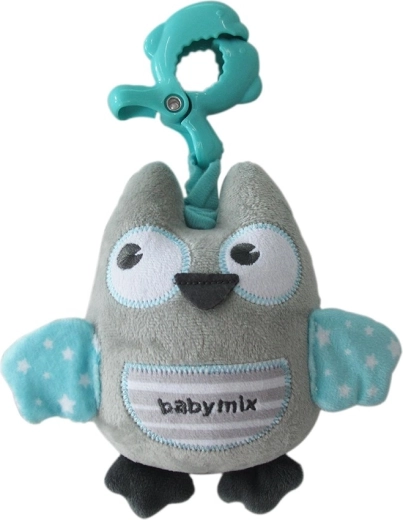 Giocattolo di peluche musicale con clip Baby Mix, gufo color menta