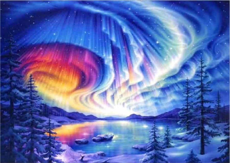 Pittura diamantata Aurora Boreale 30 × 40 cm