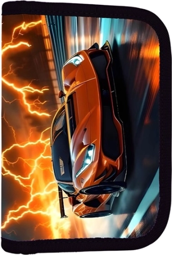 Astuccio scolastico con 2 alette, vuoto – motivo auto