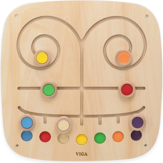 Tavola manipolativa da parete Viga Toys con percorsi colorati