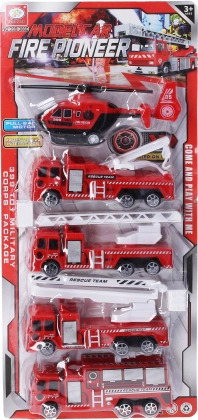 Set dei vigili del fuoco – macchinine a retrocarica 17 cm, 5 pz