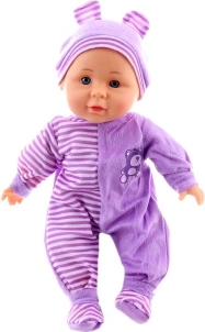 Bambola sonora bebè con vestitino viola, 30 cm