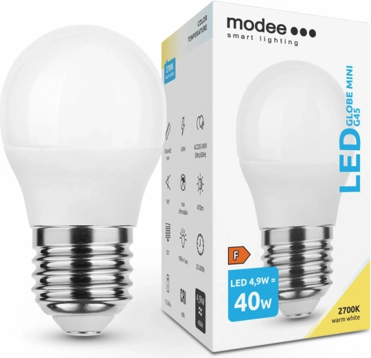 Modee Smart Lighting lampadina LED miniatura G45 E27 4,9 W bianco caldo