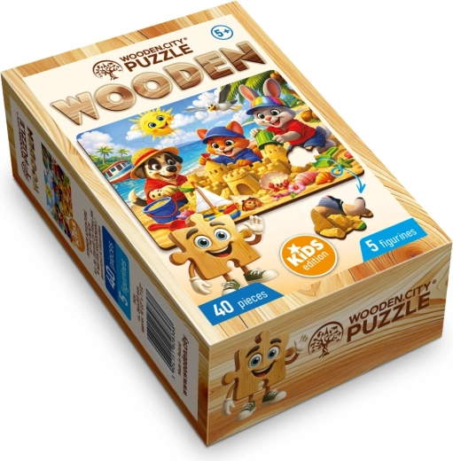 Puzzle in legno WOODEN CITY Avventura estiva sulla spiaggia, 40 pezzi