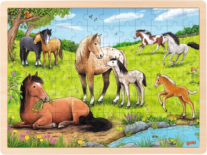 Puzzle in legno Estate nel prato dei cavalli - 1 pezzo