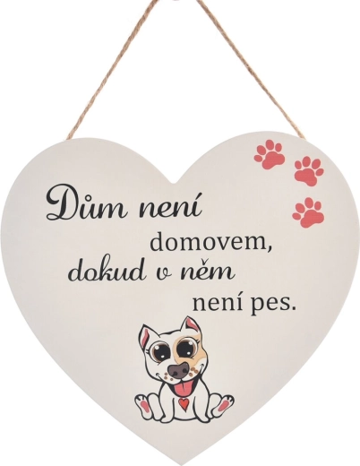 Targa in legno a forma di cuore Dog home