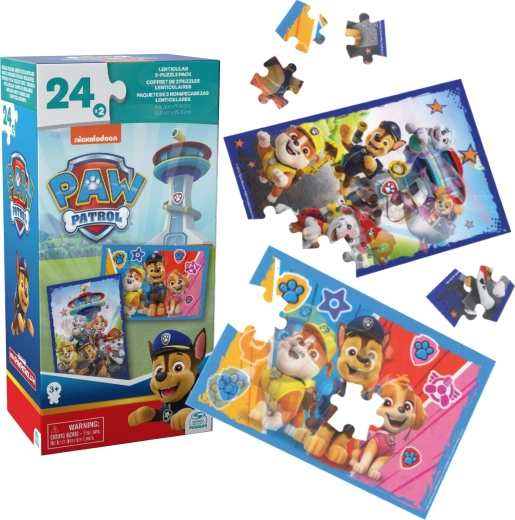 Puzzle PAW PATROL 3D lenticolare – set di 2 immagini, 24 pezzi