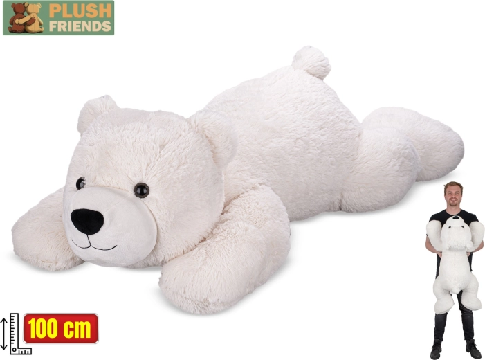 Orso polare di peluche Plush Friends 100 cm – compagno coccoloso disteso