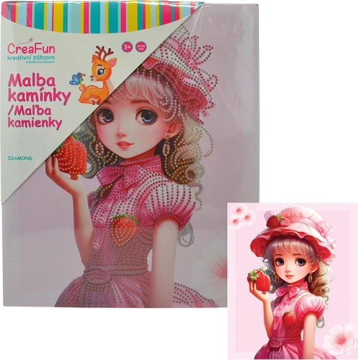 Pittura diamante – bambola fragola 25 × 30 cm