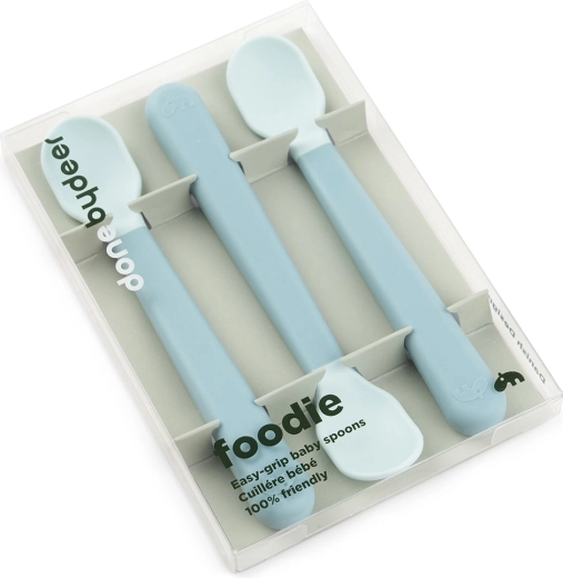Done by Deer cucchiaini per bambini Easy-grip Foodie blu 3 pz