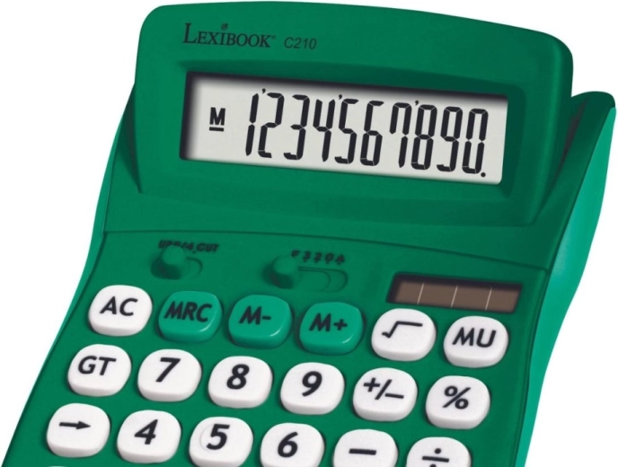 Calcolatrice tascabile Lexibook 10 cifre, superficie gommata, verde
