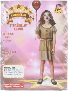 Abito di carnevale clown spaventoso per ragazze 110–120 cm