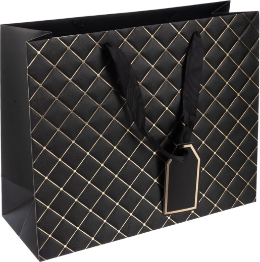 Borsa regalo in carta Quilt nera 32 × 12 × 26 cm