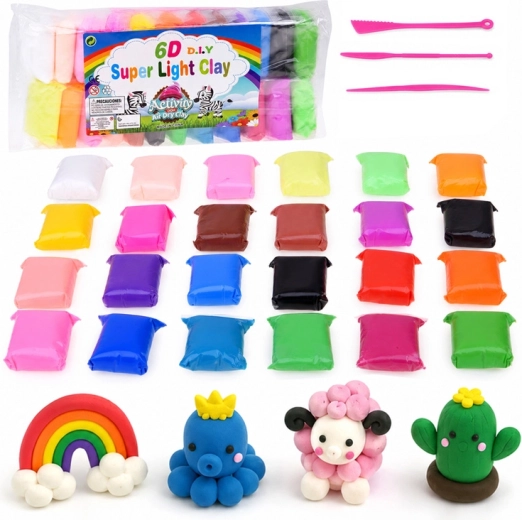 Piankolina pasta modellabile leggera – 24 colori con strumenti per modellare
