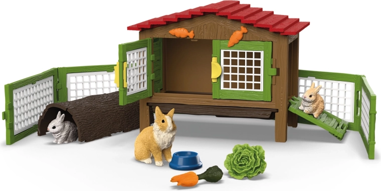 Schleich FARM WORLD conigliera con conigli leoni nani
