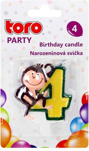 Candela per torta numero 4 con scimmietta TORO
