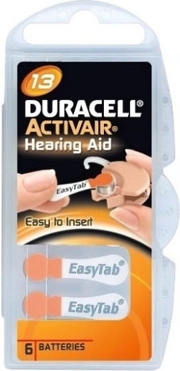 Batterie per apparecchi acustici Duracell Activair 13, 6 pz