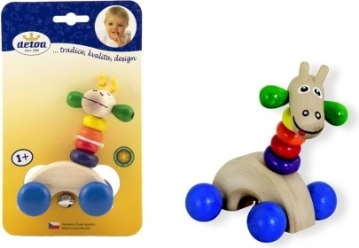 Detoa giraffa di legno su ruote