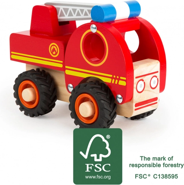 Camion dei pompieri in legno con scala