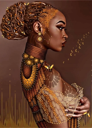 Pittura diamante – donna con chignon 30 × 40 cm