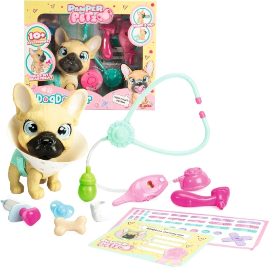Figure PAMPER PETZ set veterinario con bulldog francese