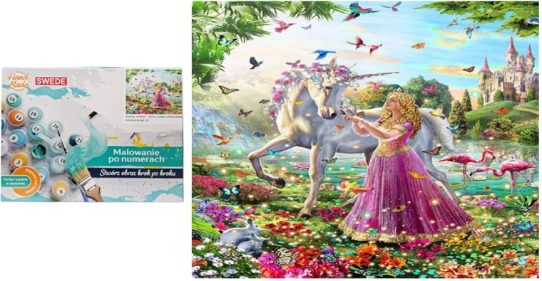 Pittura con i numeri unicorno con principessa - 1 pezzo