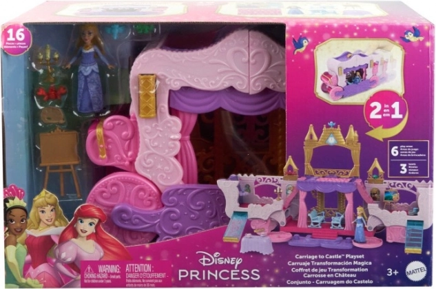 Set di figure Principesse Disney dalla carrozza e castello 2 in 1