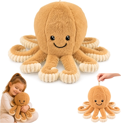 Polpo di peluche con tentacoli elastici beige 30 cm - 1 pezzo