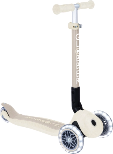 Monopattino a tre ruote pieghevole Globber Junior con ruote LED Ecologic coconut