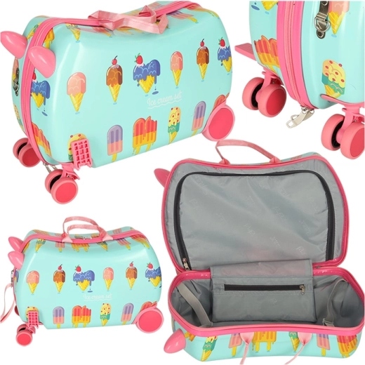 Valigia da viaggio per bambini con ruote e gelati