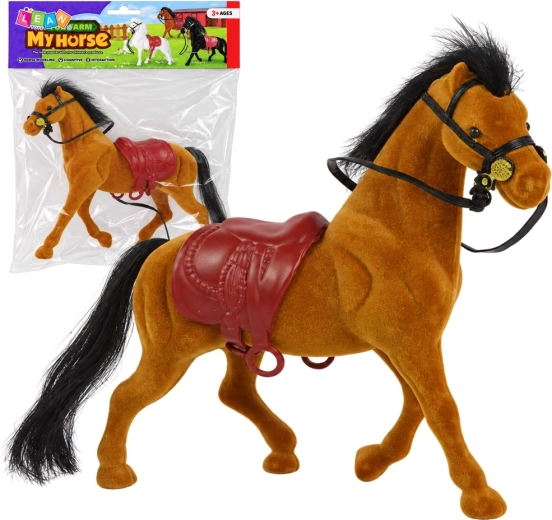 Figura di cavallo marrone in velluto per fattoria