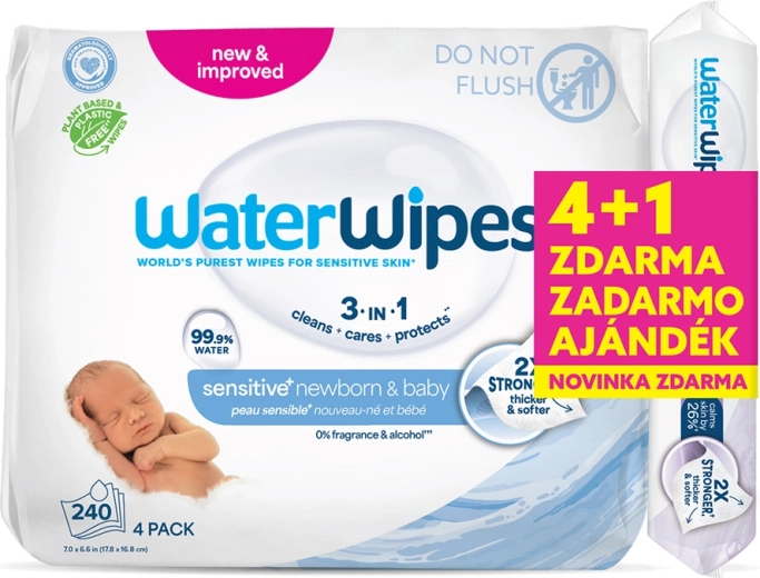 Salviette umidificate WaterWipes 4×60 pz + Soothing Clean 60 pz gratis