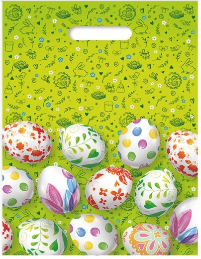 Borsa di plastica pasquale Argus con motivo di uova 27 × 36 × 7 cm - 1 pezzo