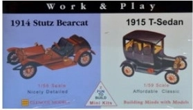 Glencoe Models Work & Play modello in plastica di auto 1915 Ford T-Sedan / 1914 Stutz Bearcat