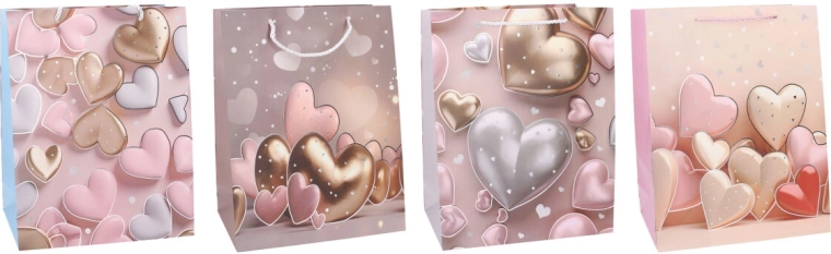 Busta regalo di carta S con motivo cuori 18 × 23 × 10 cm