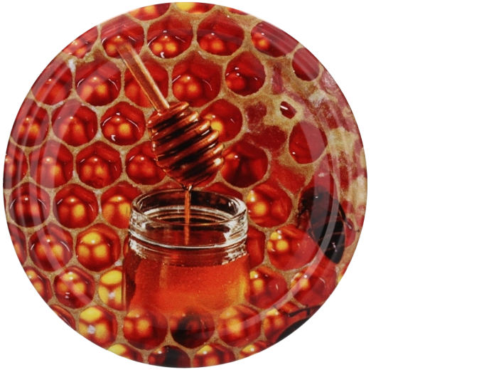 Set di coperchi per conserve 82 mm con motivo miele e api, 10 pz