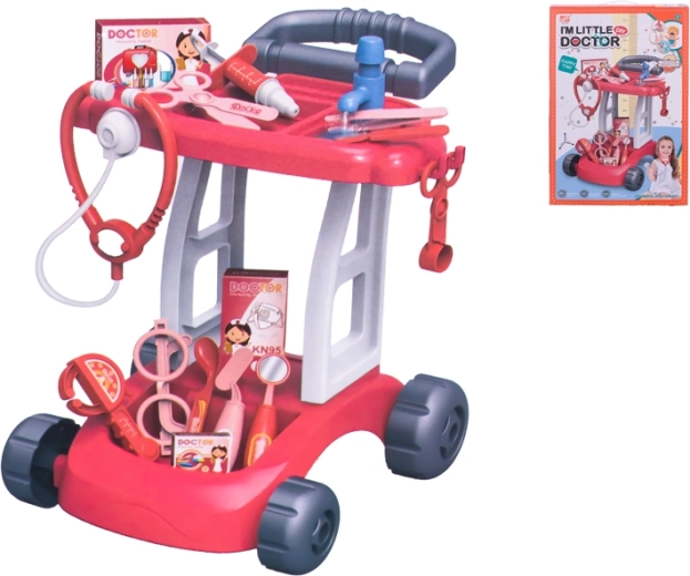 Carrellino da dottore con accessori per il gioco del medico