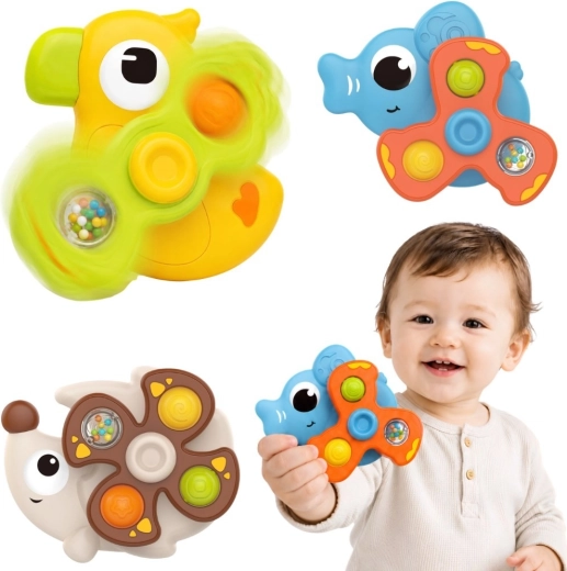 Woopie Baby giochi sensoriali rotanti con ventosa – animaletti 3 pz