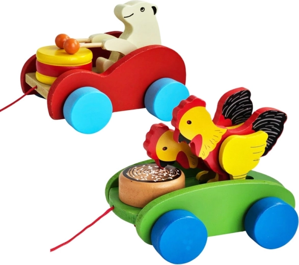 animaletto in legno da trainare per bambini 14 cm