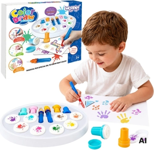 Set da disegno magico WOOPIE con pennarelli e timbri, 26 pezzi