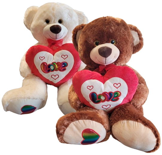 Orso di peluche con cuore e fiocco 60 cm