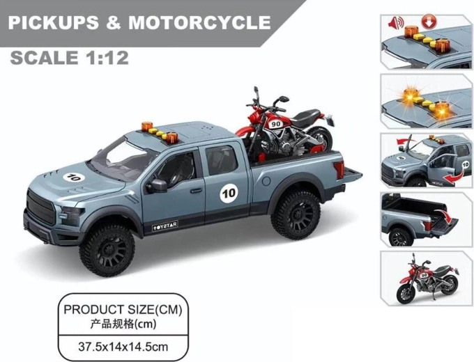 Auto fuoristrada con luci, suoni e motocicletta