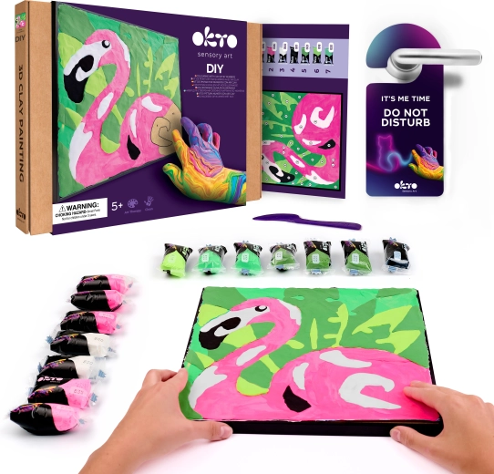 Okto Fenicottero – kit creativo per dipingere con pasta secondo i numeri 29 × 29 cm