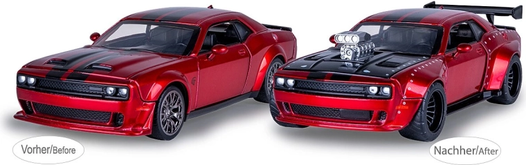 Modello in metallo Dodge Challenger SRT Jailbreak 1:36 rosso 2 in 1