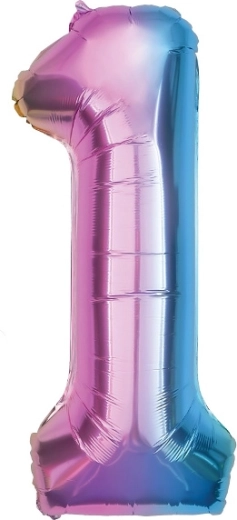 Palloncino in foil numero 1 arcobaleno 85 cm